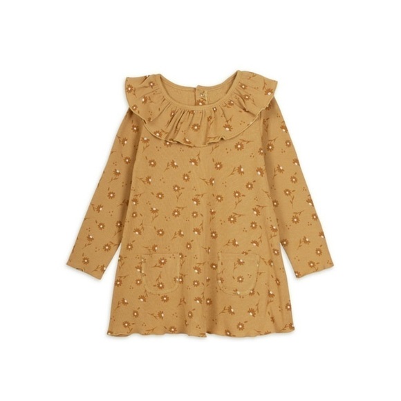 Modern Moments Toddler Girl Ribbed Ruffle Collar Dress with Pockets - Picture 2 of 4